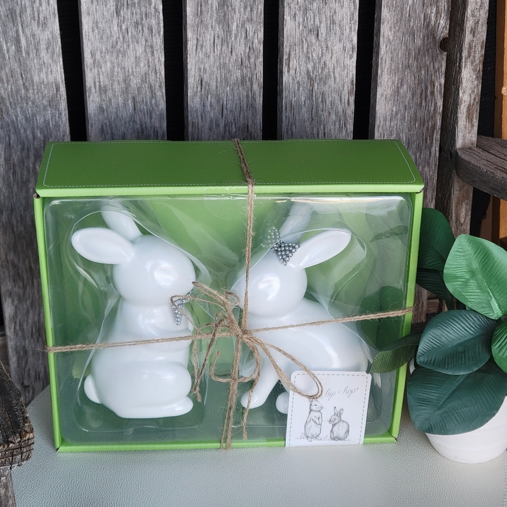 White Ceramic Bunny Figurines Set - Picture 5 of 8
